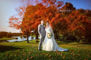 NJ Wedding Videographer - Brooklake Country Club Photographer - fall wedding - bride and groom outdoors