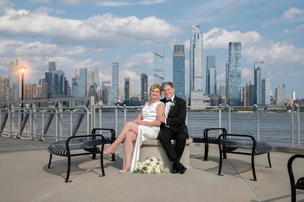 NY Fine Art Photographer - Editorial photos of bride and groom with NYC skyline