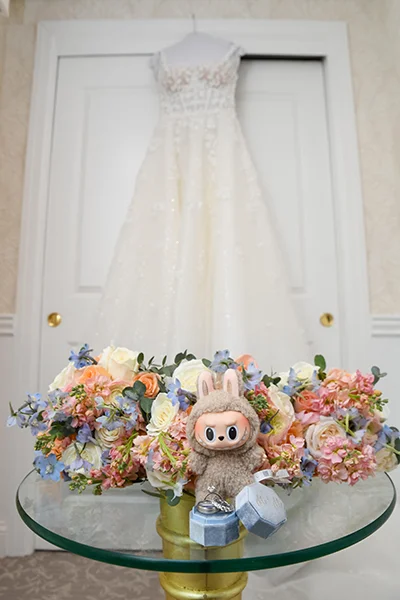 Wedding dress with labubu- top wedding photographer MC Productions