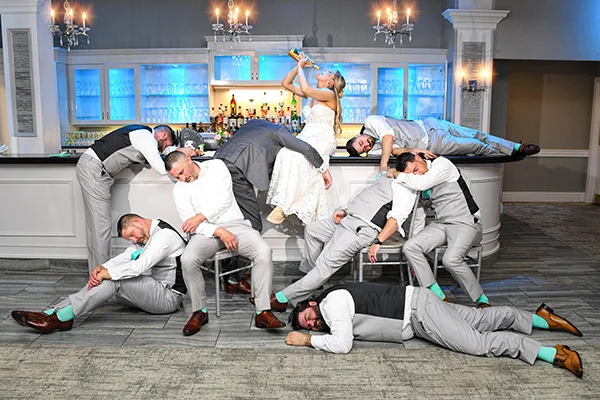 Brooklake Country Club wedding - luxury photographer - fun bridal party poses