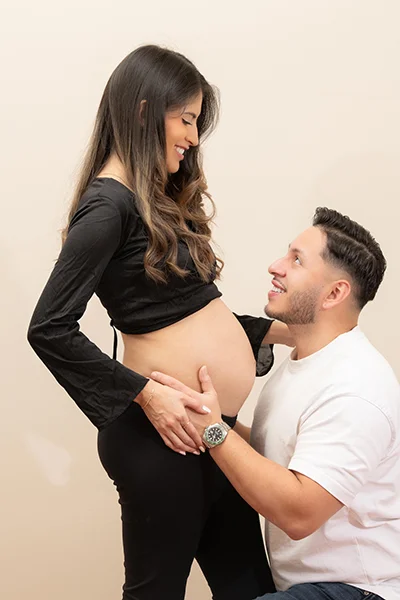 MC Productions NJ- Editorial maternity portrait with glamorous styling in NJ studio