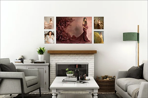 MC Productions NJ – Luxury wall art set featuring pregnancy portraits in coordinated frames