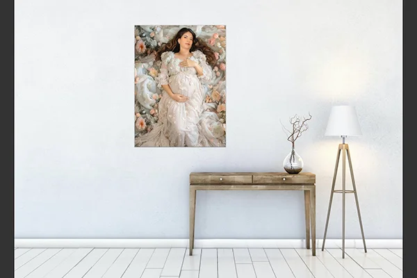 MC Productions NJ – Framed maternity photo displayed in nursery as emotional keepsake