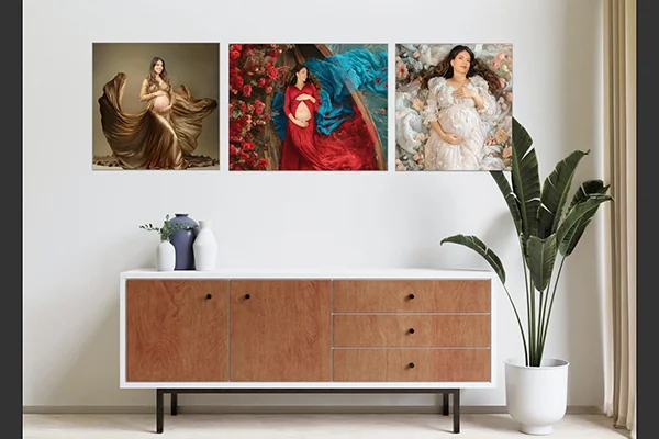 MC Productions NJ – Fine art maternity wall print displayed in modern home interior